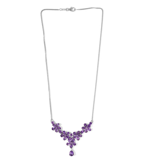 Afrikanische Amethyst-Halskette, ca. 45 cm, 925 Silber platiniert ca. 12.65 ct