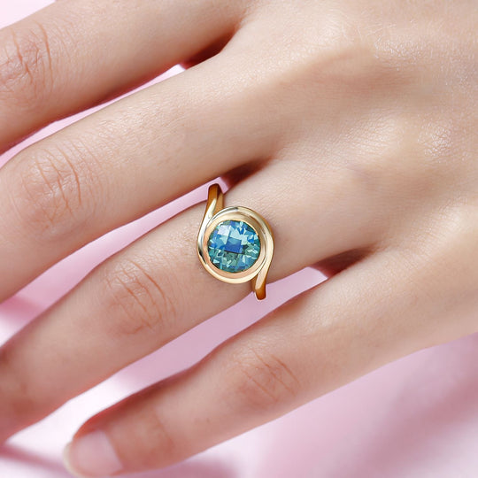 Pfau Triplette Quarz-Ring, 925 Silber vergoldet ca. 2.95 ct