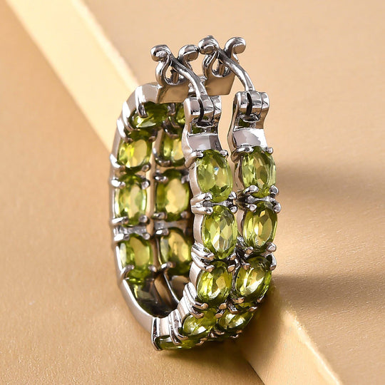 Natürliche Peridot-Creolen, Edelstahl, ca. 8.55 ct