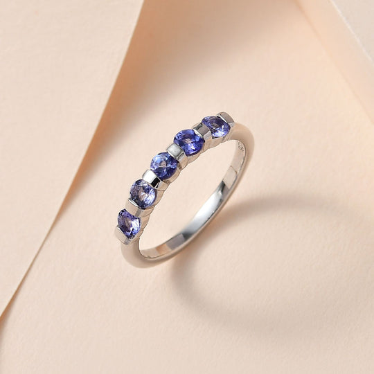 Tansanit-Ring, 925 Silber platiniert ca. 0.65 ct