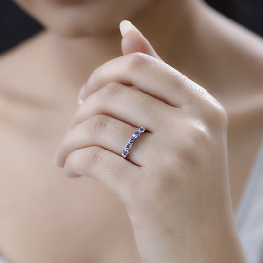 Tansanit-Ring, 925 Silber platiniert ca. 0.65 ct