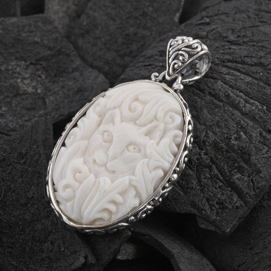 Royal Bali Kollektion - Oxbone Katze-Anhänger, reversibel, 925 Silber ca. 7,0g