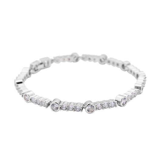 Weißes Zirkonia-Armband, ca. 19 cm, reines Messing, silberfarben ca. 4,00 ct