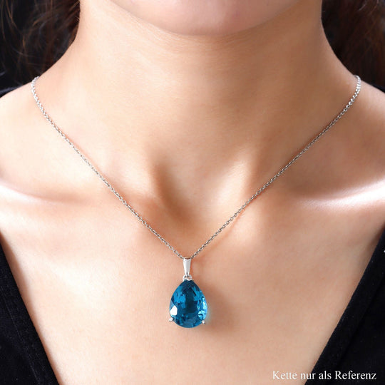 Capri blauer Quarz-Anhänger, 925 Silber platiniert ca. 16.65 ct