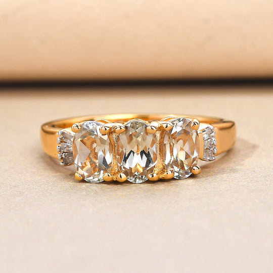 AAA Turkizit und weißer Diamant-Ring, 925 Silber Gelbgold Vermeil (Größe 21.00) ca. 1.59 ct