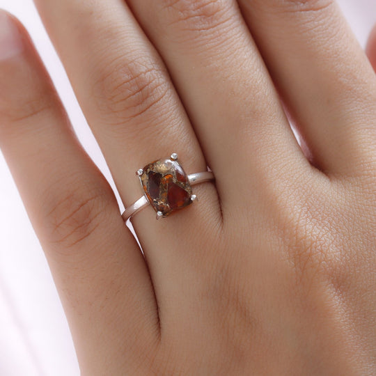 Feueropal Matrix-Ring, 925 Silber ca. 2,66 ct
