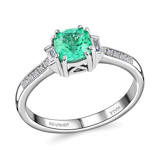 Rhapsody AAAA Kolumbianischer Smaragd, Weißer Diamant Ring 950 Platin (Größe 16.50) ca. 2,10 ct