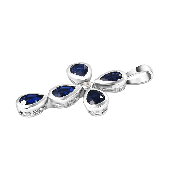 Ceylon Farbe Quarz und weißer Zirkon-Anhänger, 925 Silber platiniert ca. 4,01 ct
