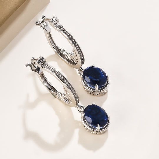 Ceylon Farbe Quarz und Tansanit-Ohrringe, 925 Silber platiniert ca. 4,26 ct