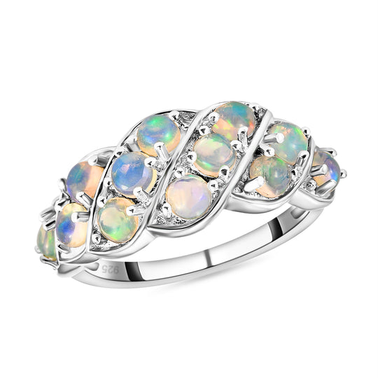 Natürlicher, äthiopischer Opal-Ring, 925 Silber platiniert ca. 1,16 ct
