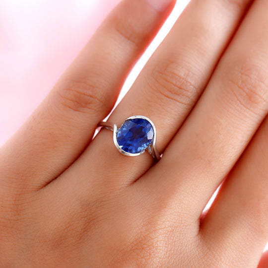 Ceylon Farbe Quarz-Ring, 925 Silber platiniert ca. 2,93 ct
