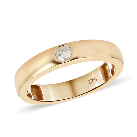 Diamant Band-Ring, SGL zertifiziert I1-I2 G-H, 375 Gelbgold ca. 0.10 ct
