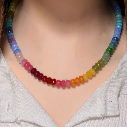 Mehrfarbige Quarzit 45+5cm Halskette und 17+5cm Armband