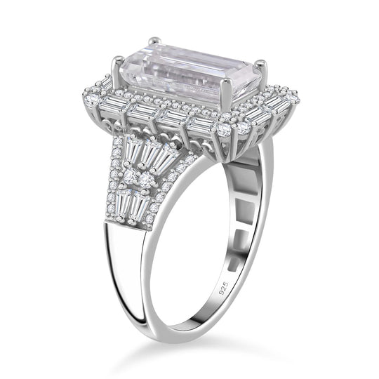 D'Joy Moissanit Ring und Anhänger mit 50cm Kette Baguette