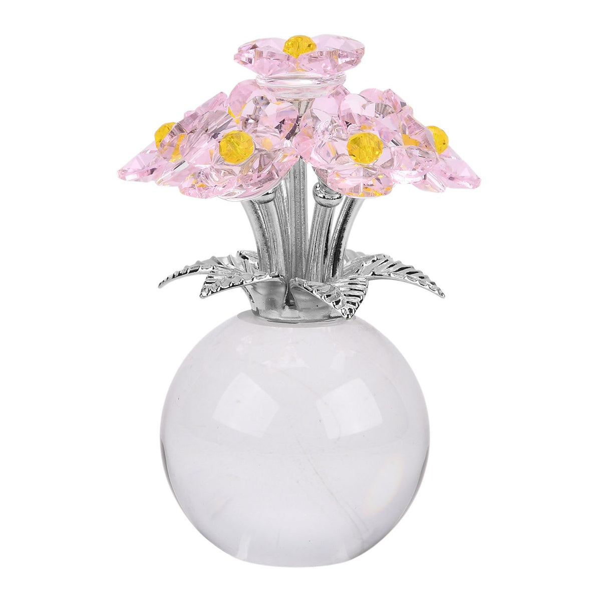 Kristallglas-Blume mit silberfarbenem Metallstiel