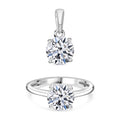LUXURIANT DIAMOND- VS-EF Labor Diamant Anhänger und Ring in 585 Weißgold