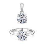 LUXURIANT DIAMOND- VS-EF Labor Diamant Anhänger und Ring in 585 Weißgold