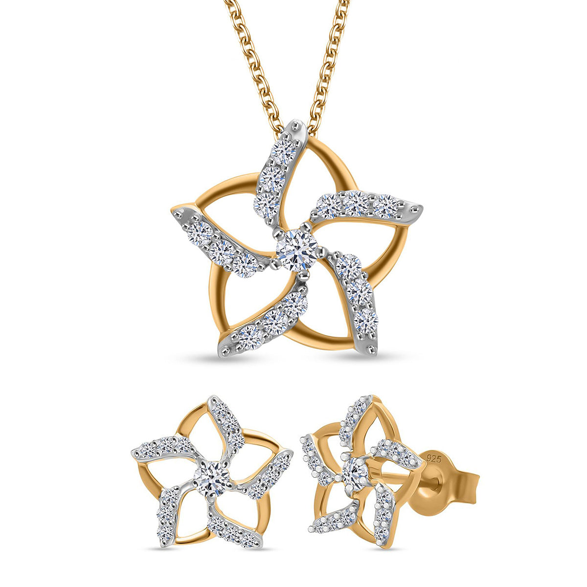 LUXURIANT DIAMOND- SGL zertifizierter SI-GH Labor Diamant Anhänger mit 50cm Kette und Ohrringe
