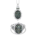 D’Joy Alexandrit und Moissanit Ring und Anhänger mit 50cm Kette