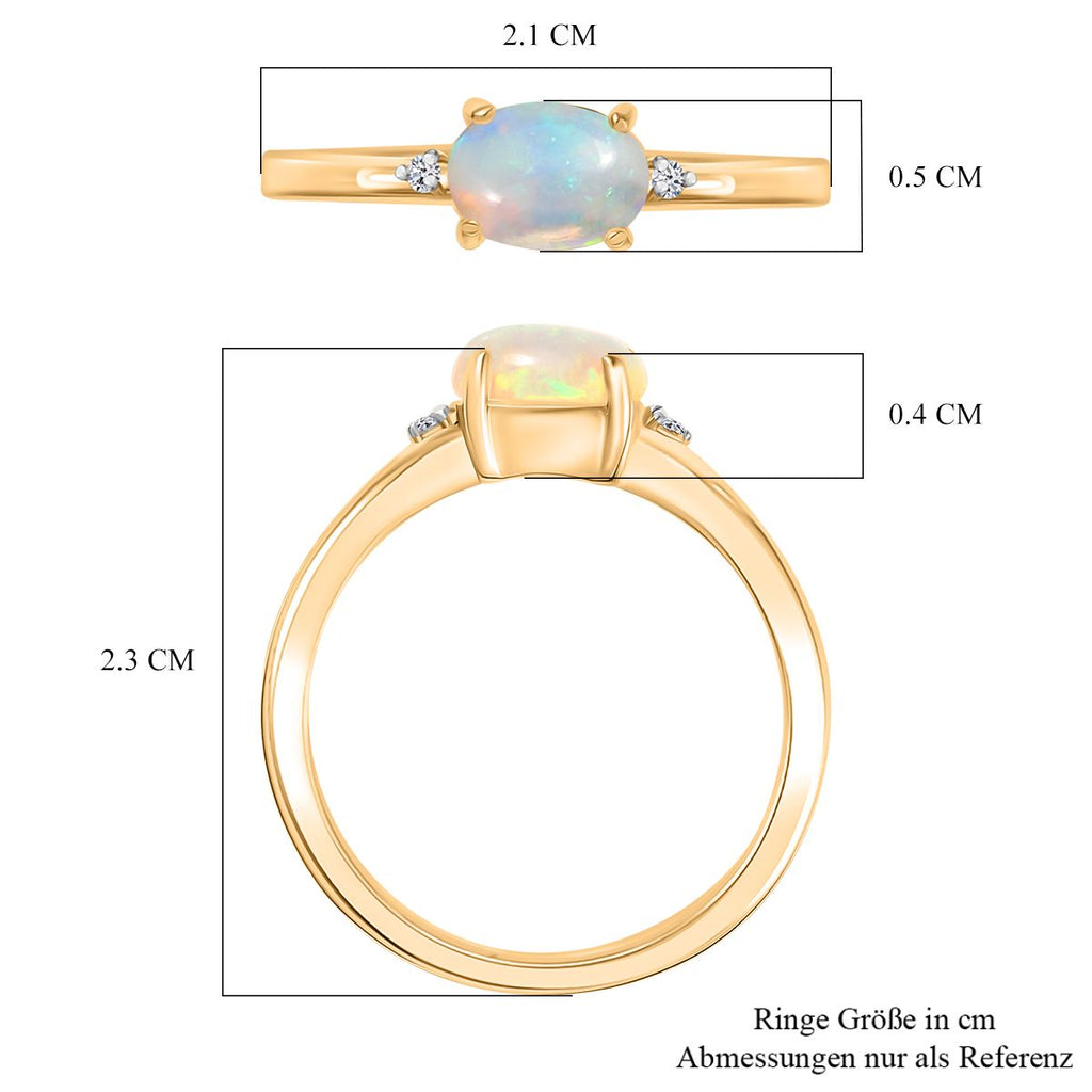 LUXURIANT DIAMOND- AA äthiopischer Welo Opal und Labor Diamant Ring und Anhänger