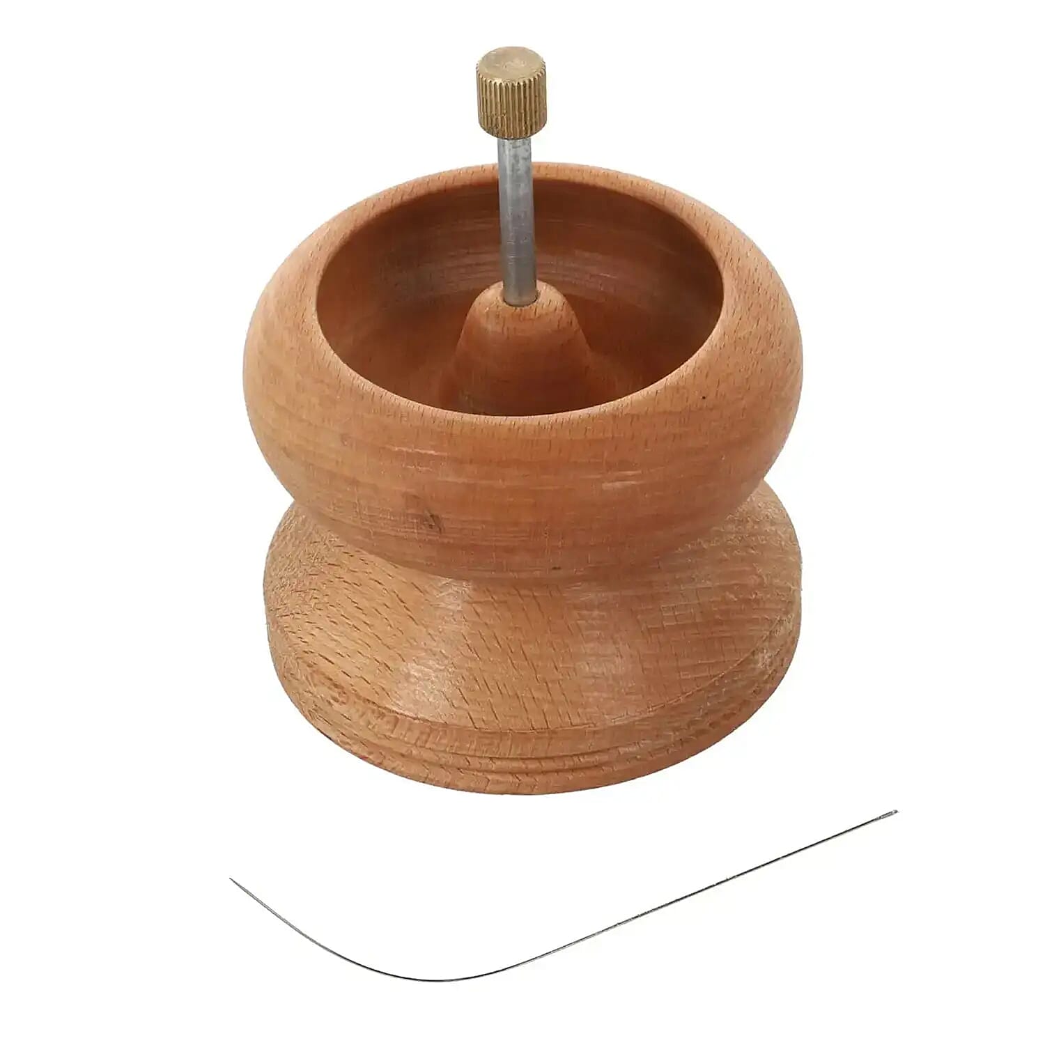 Manuelles Perlenfädelgerät aus Kiefernholz mit Holzschale, 345,00g
