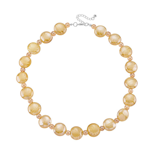 Champagner Glas-Perlen 53,25cm Halskette und flexibles Armband im Murano-Stil