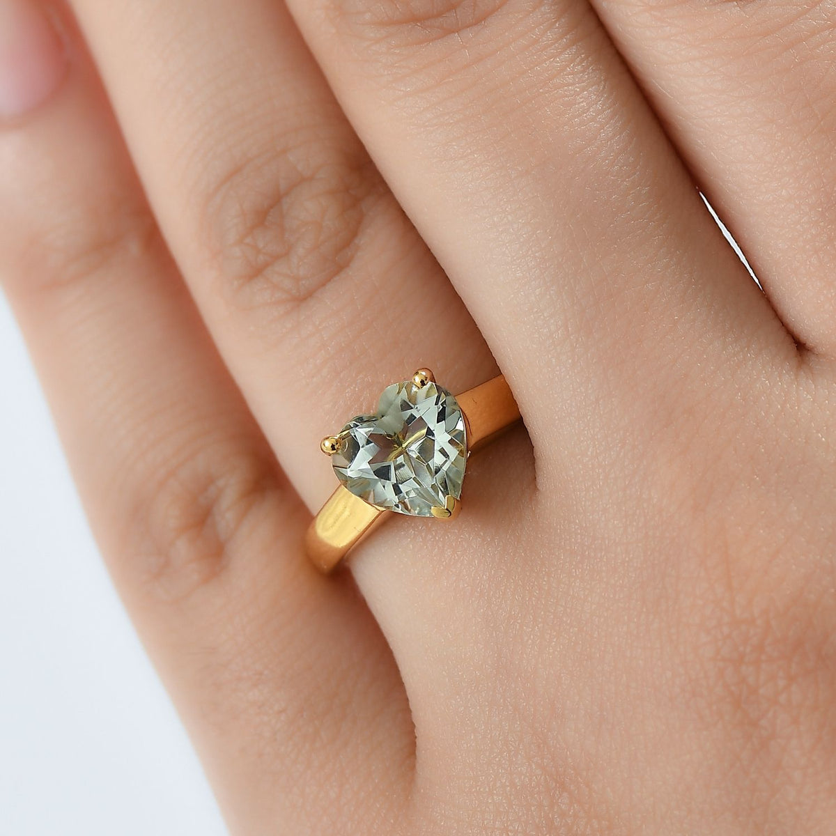 AA Prasiolith Ring und Anhänger 71cm Kette