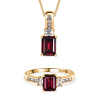 D'Joy Rhodolith Granat und Zirkon Ring und Anhänger mit 50cm Kette