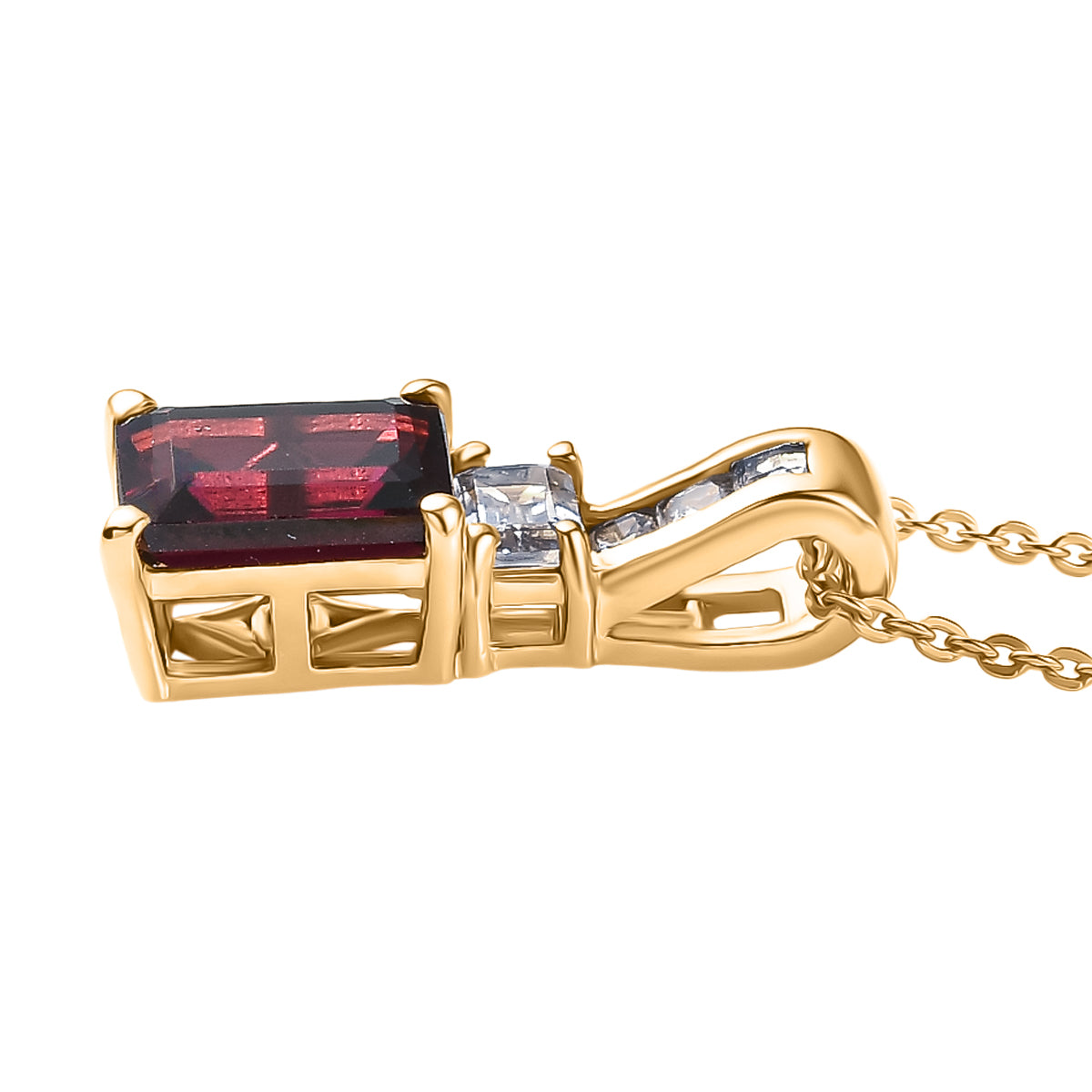 D'Joy Rhodolith Granat und Zirkon Ring und Anhänger mit 50cm Kette