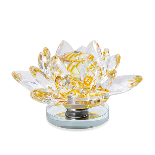 Blaue Kristall-Lotusblume mit drehbarem Sockel und Geschenkbox, Lila
