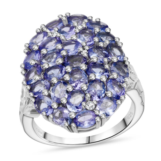 D'Joy Tansanit und Zirkon Ring und Anhänger mit 50cm Kette
