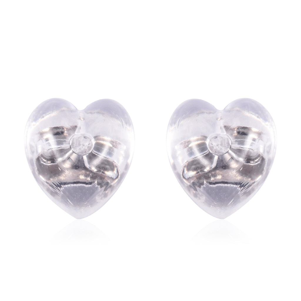 9 Paar Ohrstopper Set Herz, 925 Silber Kern mit Silikon, Mix rhodiniert vergoldet rosévergoldet,