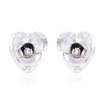9 Paar Ohrstopper Set Herz, 925 Silber Kern mit Silikon, Mix rhodiniert vergoldet rosévergoldet,