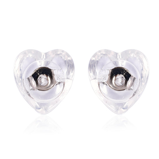 9 Paar Ohrstopper Set Herz, 925 Silber Kern mit Silikon, Mix rhodiniert vergoldet rosévergoldet,