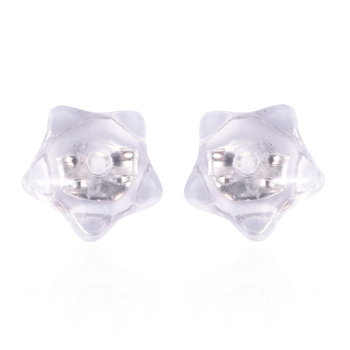 9 Paar Ohrstopper Set Stern, 925 Silber Kern mit Silikon, Mix rhodiniert vergoldet rosévergoldet