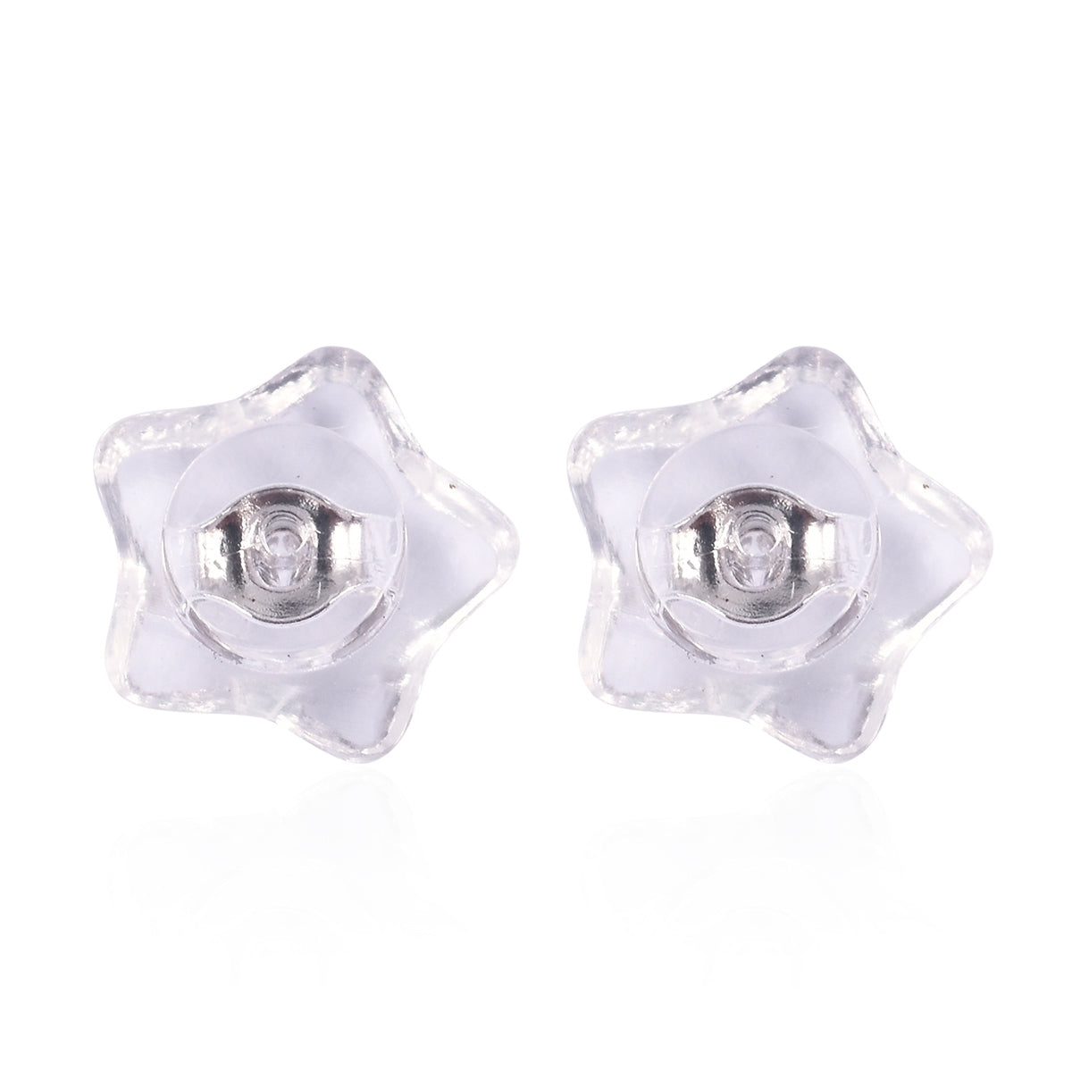 9 Paar Ohrstopper Set Stern, 925 Silber Kern mit Silikon, Mix rhodiniert vergoldet rosévergoldet