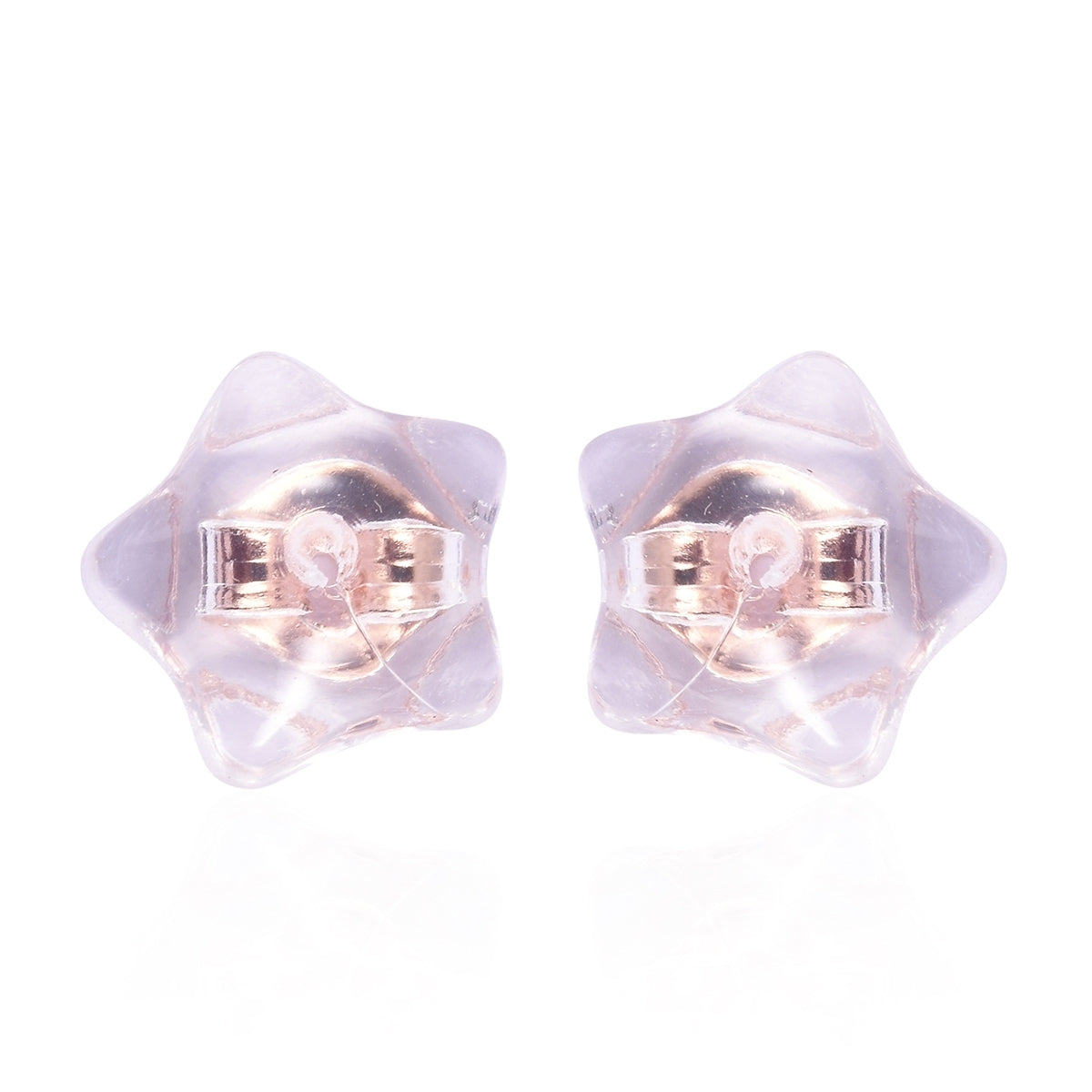 9 Paar Ohrstopper Set Stern, 925 Silber Kern mit Silikon, Mix rhodiniert vergoldet rosévergoldet