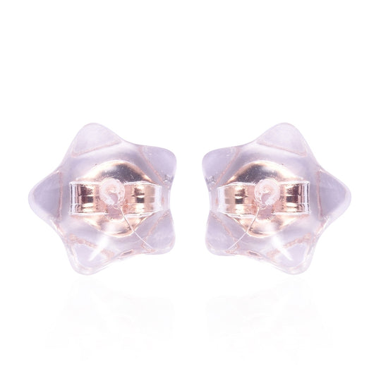 9 Paar Ohrstopper Set Stern, 925 Silber Kern mit Silikon, Mix rhodiniert vergoldet rosévergoldet