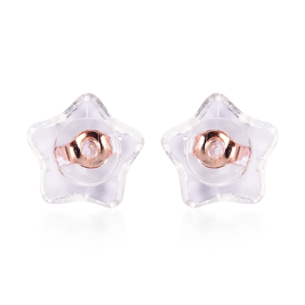 9 Paar Ohrstopper Set Stern, 925 Silber Kern mit Silikon, Mix rhodiniert vergoldet rosévergoldet