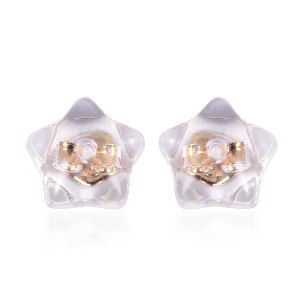 9 Paar Ohrstopper Set Stern, 925 Silber Kern mit Silikon, Mix rhodiniert vergoldet rosévergoldet