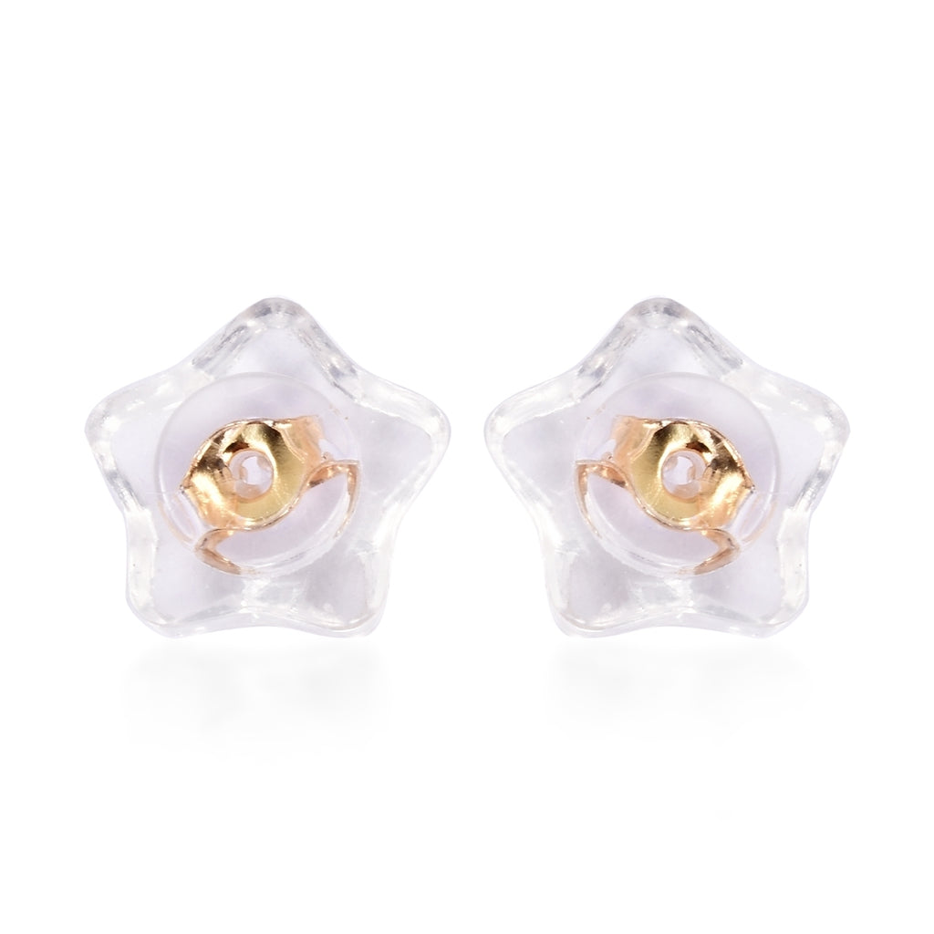9 Paar Ohrstopper Set Stern, 925 Silber Kern mit Silikon, Mix rhodiniert vergoldet rosévergoldet