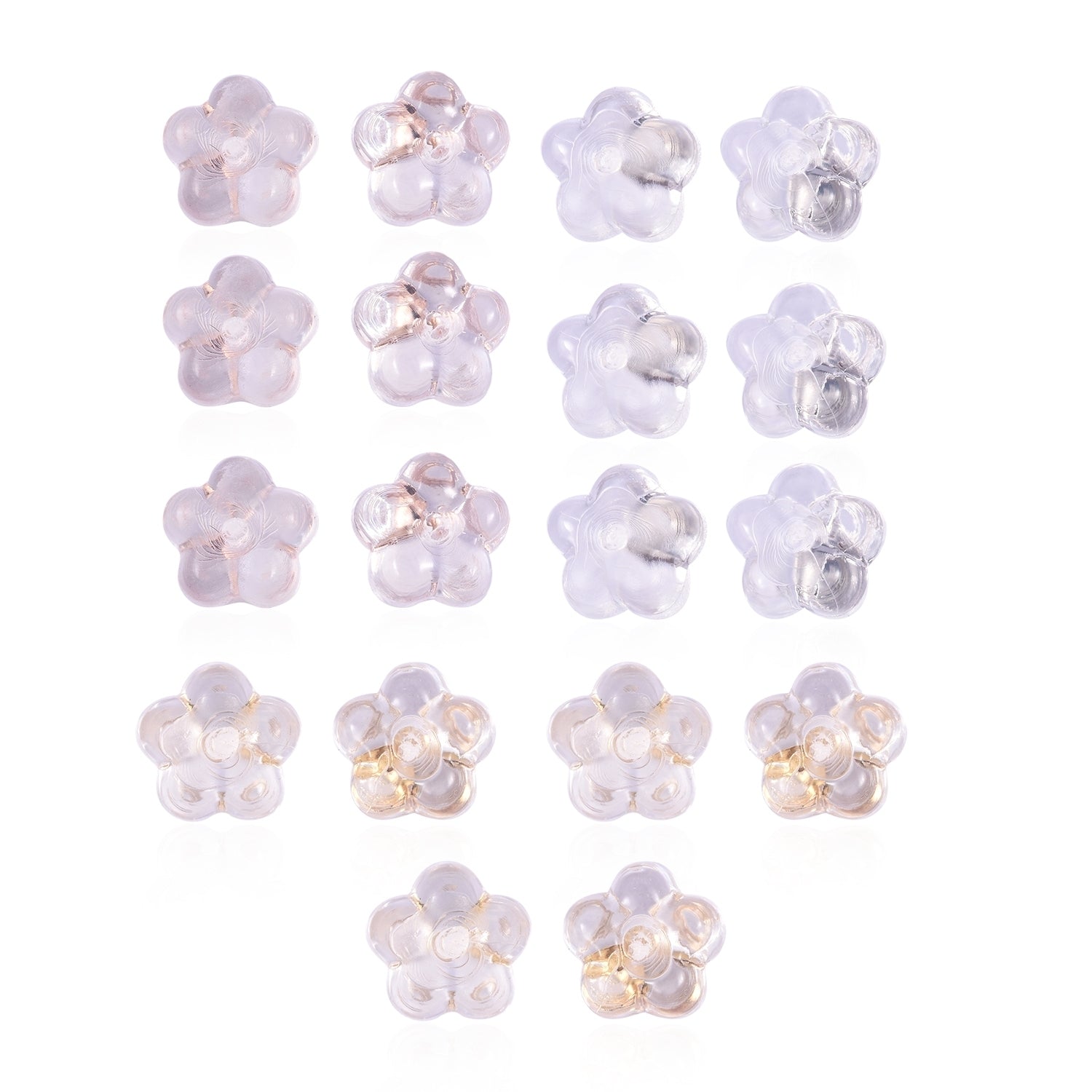 9 Paar Ohrstopper Set, 925 Silber Kern mit Silikon Blüte, rhodiniert vergoldet rosévergoldet