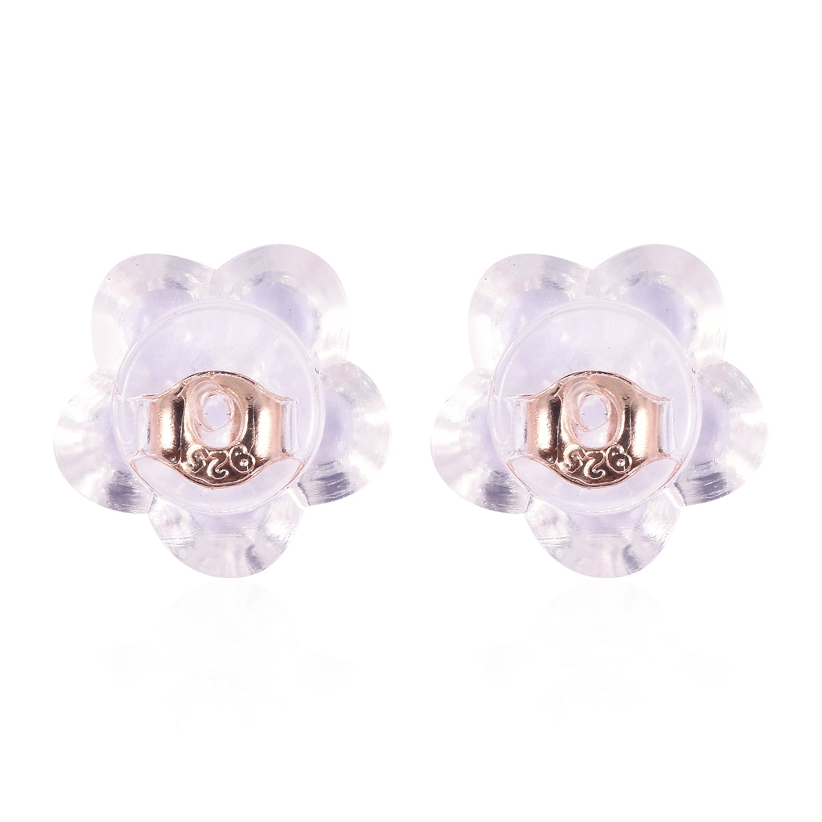 9 Paar Ohrstopper Set, 925 Silber Kern mit Silikon Blüte, rhodiniert vergoldet rosévergoldet