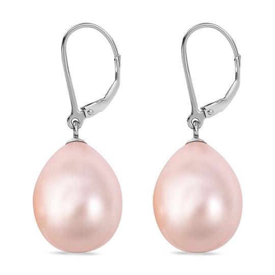 Rosa Muschelkernperle Ohrringe 925 Silber rhodiniert