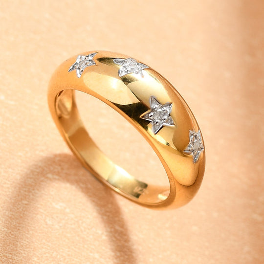 Weißer Diamant Ring 925 Silber Platiniert (Größe 5.25) ca. 0,05 ct