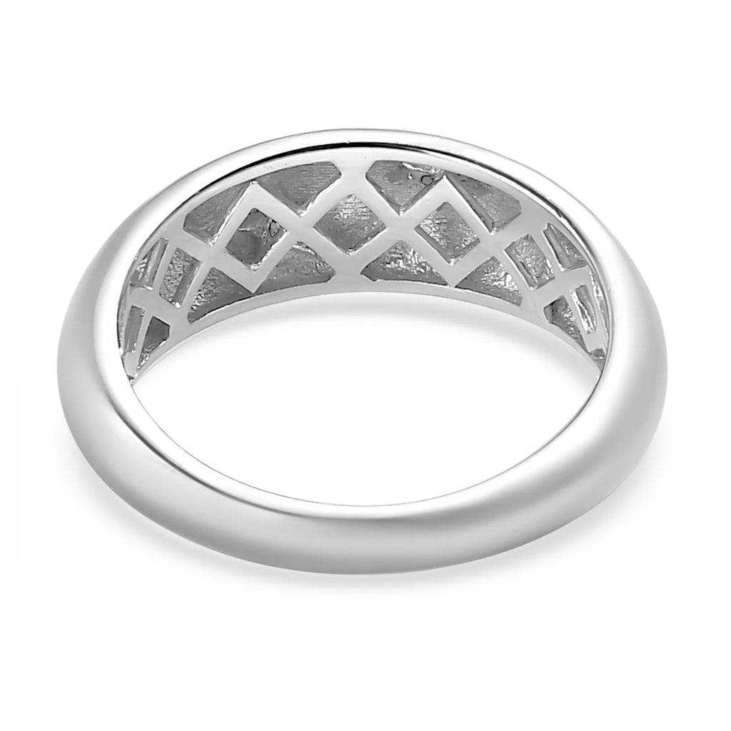 Weißer Diamant Ring 925 Silber Platiniert (Größe 17.75) ca. 0,05 ct