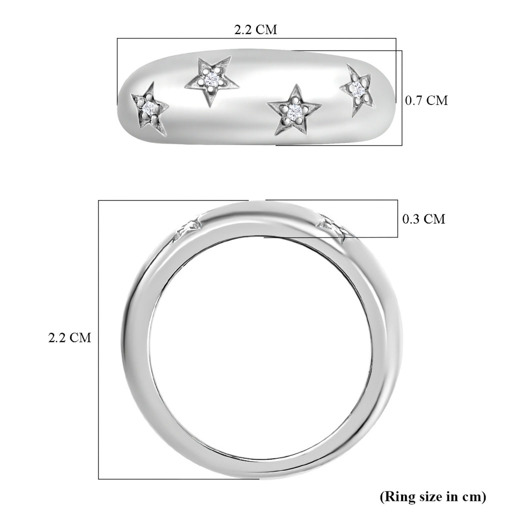 Weißer Diamant Ring 925 Silber Platiniert (Größe 17.75) ca. 0,05 ct