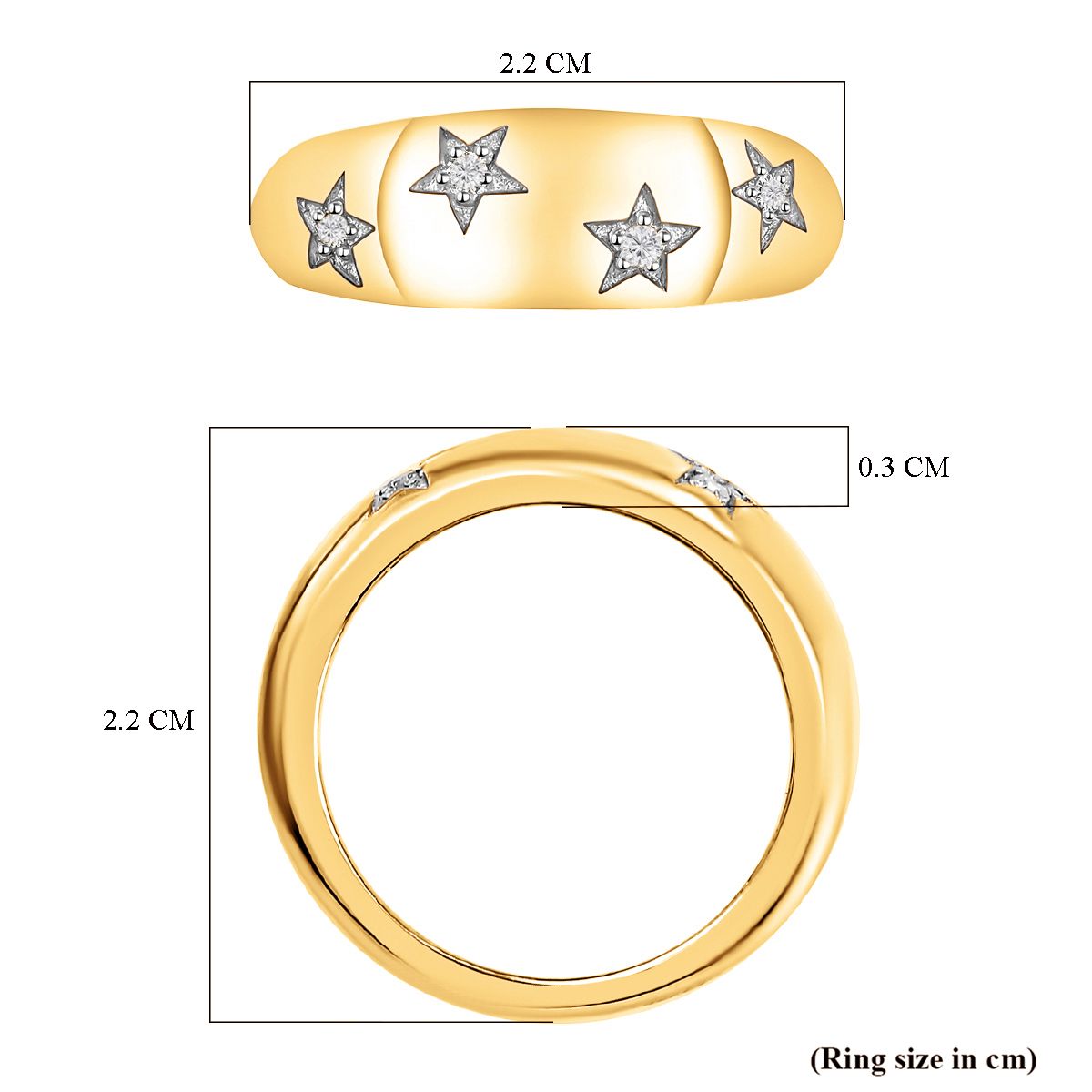 Weißer Diamant Ring 925 Silber 585 Vergoldet (Größe 19.00) ca. 0,05 ct
