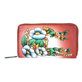 SUKRITI – handbemalte Echtleder Brieftasche, Blumenmuster blau