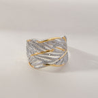 Weißer Diamant Ring 925 Silber Platiniert und vergoldet (Größe 17.75) ca. 0,01 ct